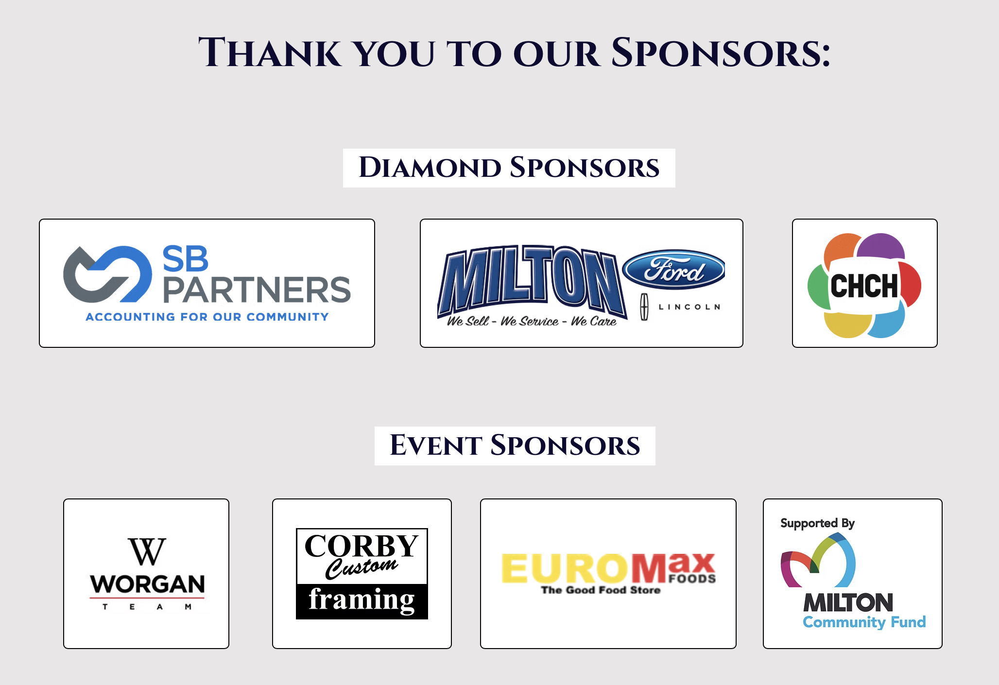 Diamond Sponsor logos and Event Sponsor logos